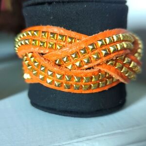 Studded orange cuff bracelet